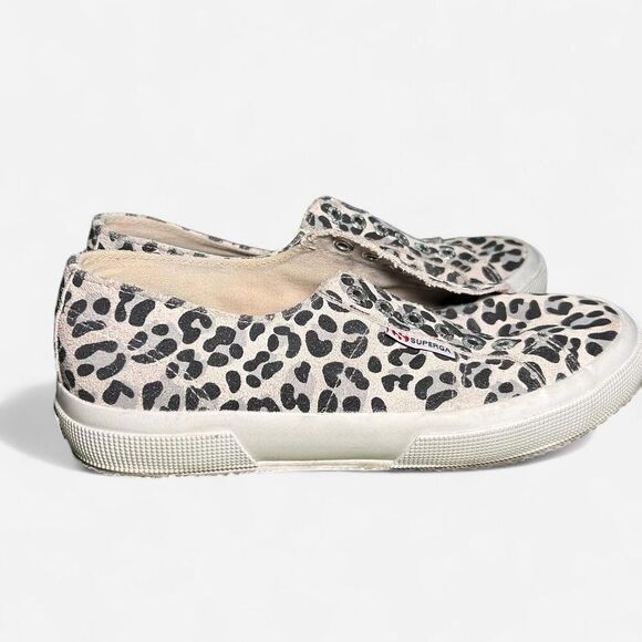 Superga leopard print canvas trainers preppy sneakers size 6.5 - Picture 3 of 7